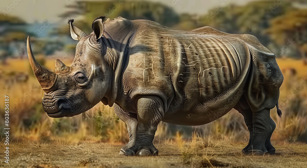 Fototapeta premium Indian Rhinoceros (Rhinoceros unicornis), is a Rhinoceros Species Native to the Indian Subcontinent