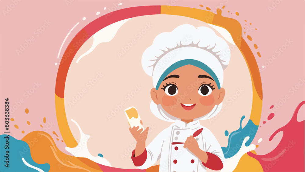 Adorable Hijab Chef - Elegance Within Vibrant Frame and Colorful Splatters. EPS 10. Adorable Hijab Chef - Elegance Within Vibrant Frame and Colorful Splatters. EPS 10.