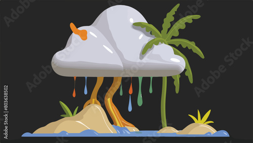 Rainfall Reverie - A Simple and Minimalist Illustration Icon.
