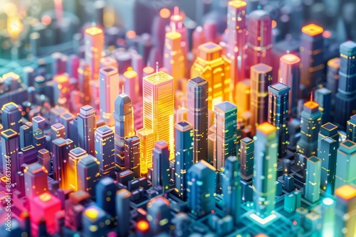Bring the statistics to life with an eye-level angle depiction of a vibrant cityscape
