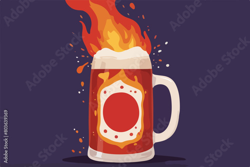 Vector Illustration Template of Beer Beverages with Dynamic Fire Spark Effects for Engaging and Vibrant Design Projects.