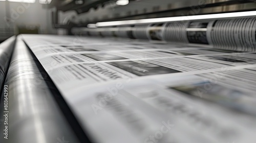 Detailed 3D rendering of a newspaper press printing today's news, traditional media communication © AI Farm