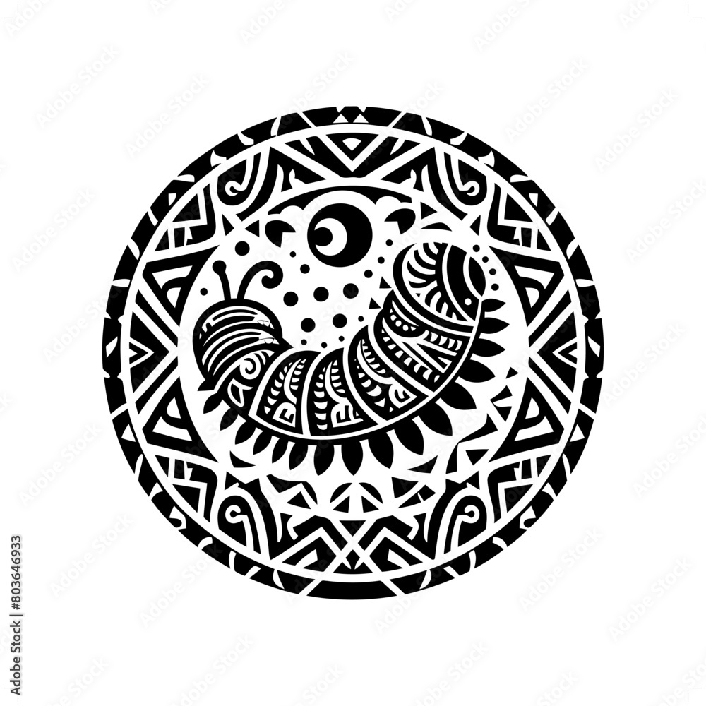 caterpillar silhouette in animal ethnic, polynesia tribal illustration caterpillar silhouette in animal ethnic, polynesia tribal illustration