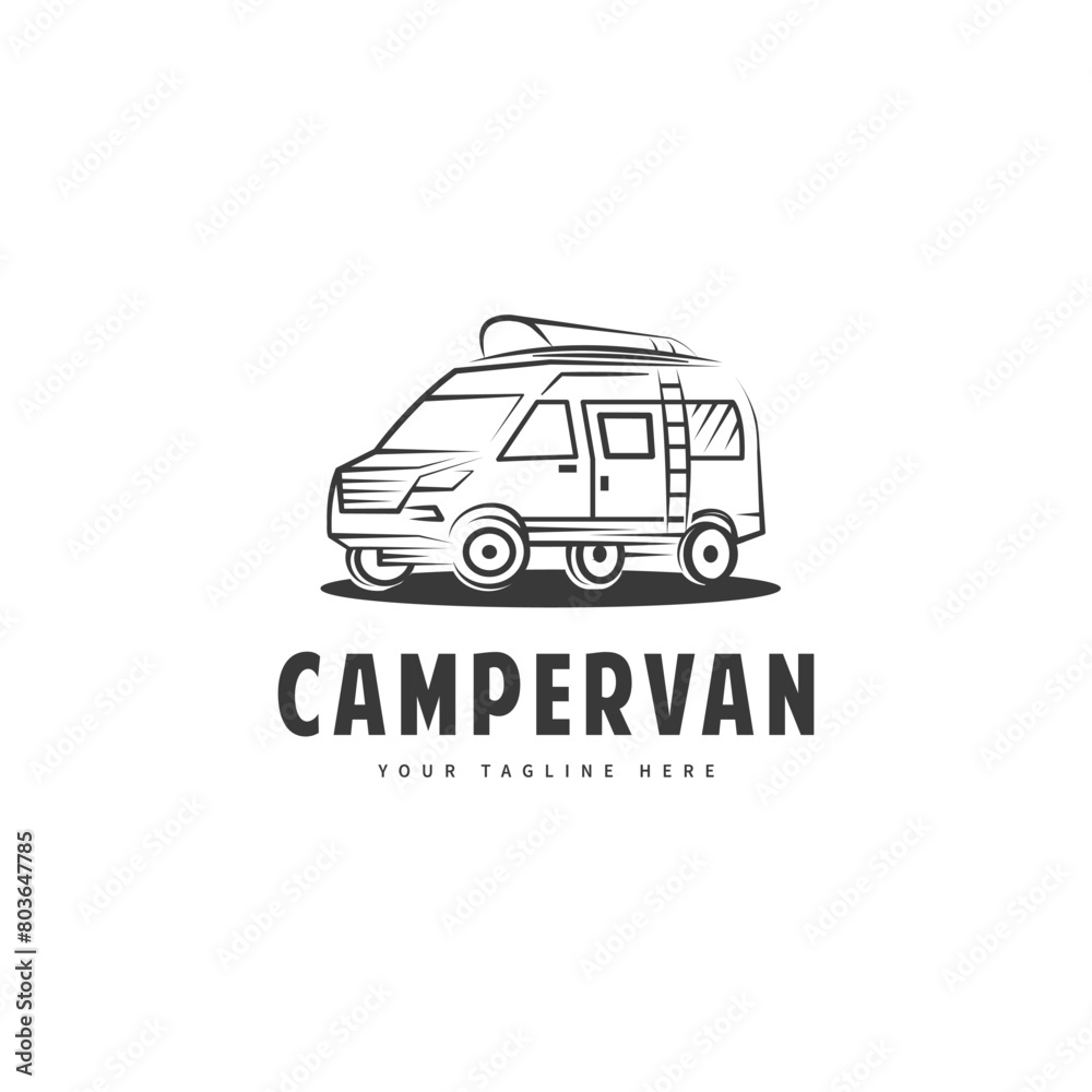 Recreational vehicle illustration for Camper van logo design