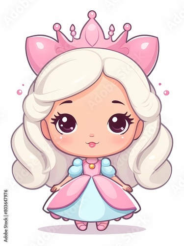 cute kawai cartoon princess wearing crown