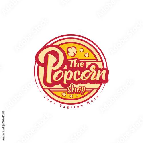 Popcorn shop typography modern badge label logo design