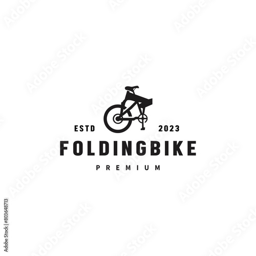 Folding bike vintage logo design illustration 2