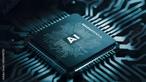 Artificial intelligence micro chip with text on chip photo