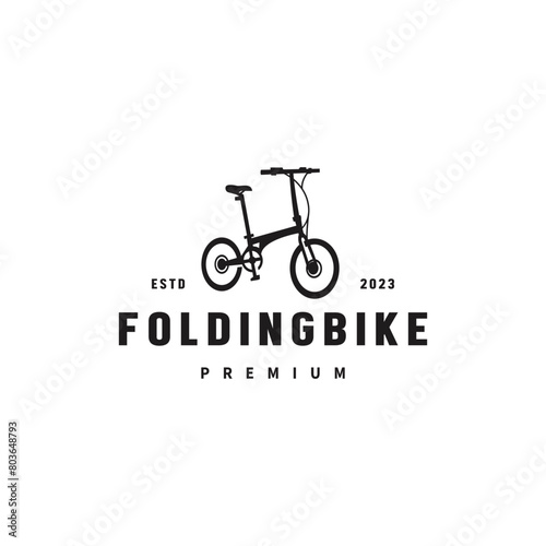 Folding bike vintage logo design illustration 3