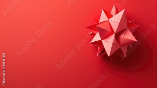 Red geometric figure on matching background creating minimalist abstract effect