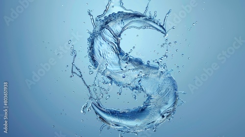 Close up of water splash shaping letter S on blue background. water. Illustrations