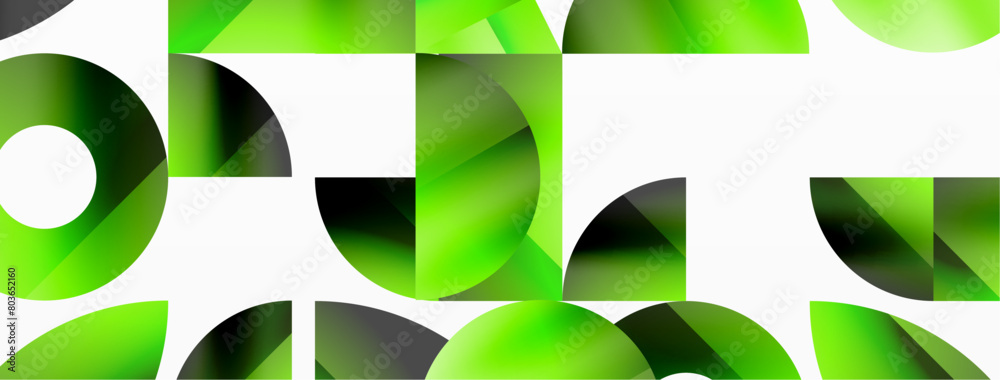 A symmetric pattern of green circles and rectangles on a white background resembling a closeup of terrestrial plants. The tints and shades create a seamless grasslike design A symmetric pattern of green circles and rectangles on a white background resembling a closeup of terrestrial plants. The tints and shades create a seamless grasslike design