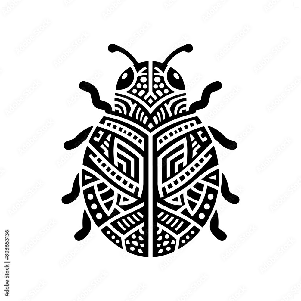 Ladybug silhouette in animal ethnic, polynesia tribal illustration Ladybug silhouette in animal ethnic, polynesia tribal illustration