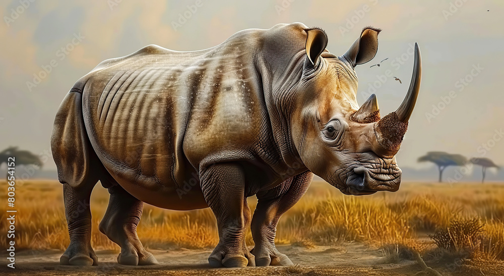Fototapeta premium Indian Rhinoceros (Rhinoceros unicornis), is a Rhinoceros Species Native to the Indian Subcontinent