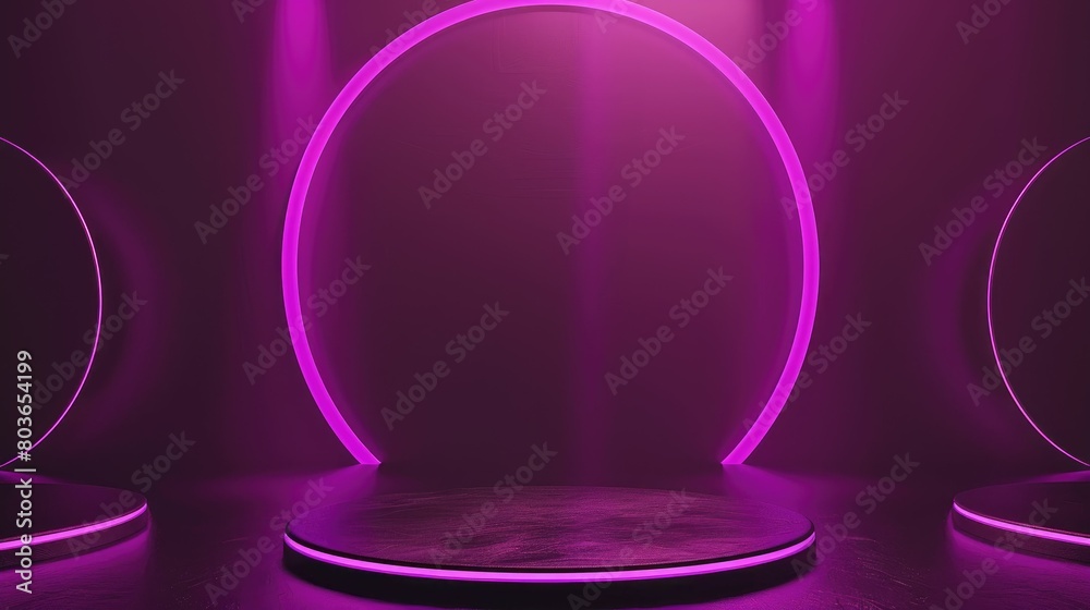 Obraz premium A futuristic purple neon stage awaits a dazzling performance