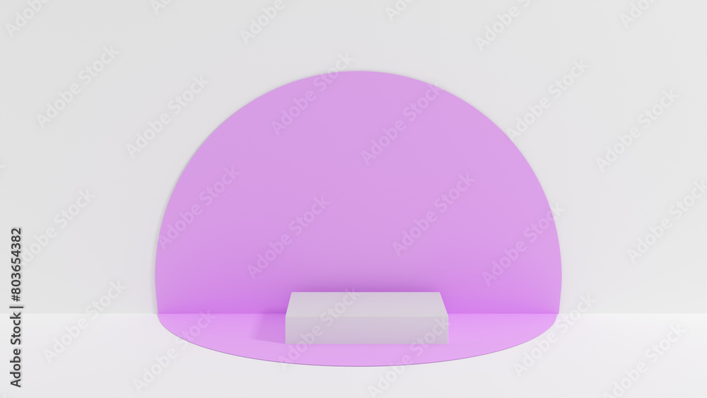 3D rendering abstract white and purple shape podium Perfect platforms for showing your beauty products on white background 3D rendering abstract white and purple shape podium Perfect platforms for showing your beauty products on white background