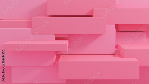 3D rendering abstract pink shape podium Perfect platforms for showing your beauty products on pink background