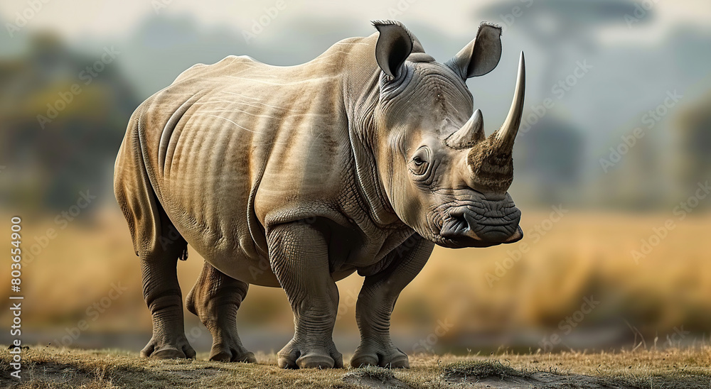 Obraz premium Indian Rhinoceros (Rhinoceros unicornis), is a Rhinoceros Species Native to the Indian Subcontinent