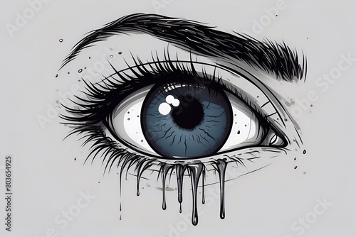 A crying sad eye of a girl