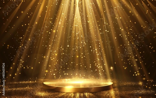 Golden Stage with Spotlight Rays