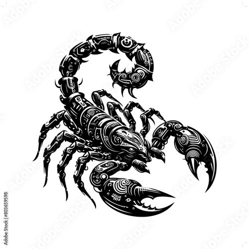 scorpion silhouette in animal cyberpunk, modern futuristic illustration photo