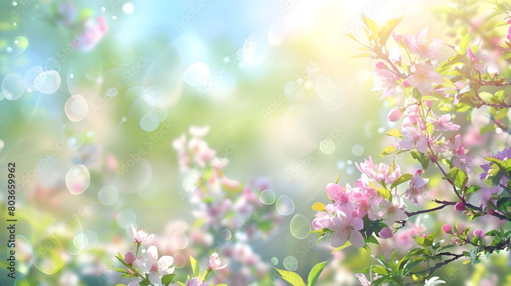 Bright pink cherry blossoms flourishing on branches set against a clear turquoise sky, symbolizing the arrival of spring.