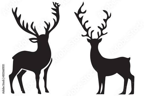 bundle of deer black silhouette Vector design