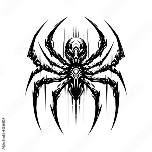 spider silhouette in animal cyberpunk, modern futuristic illustration