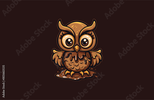 Owl chocolate vector illustration flat design logo