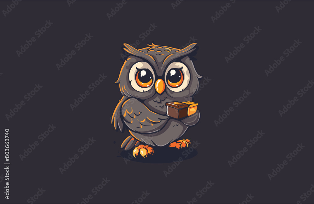 Obraz premium Owl chocolate vector illustration flat design logo