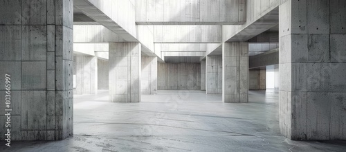 Minimalist concrete hall bathed in soft light a study in modern architecture