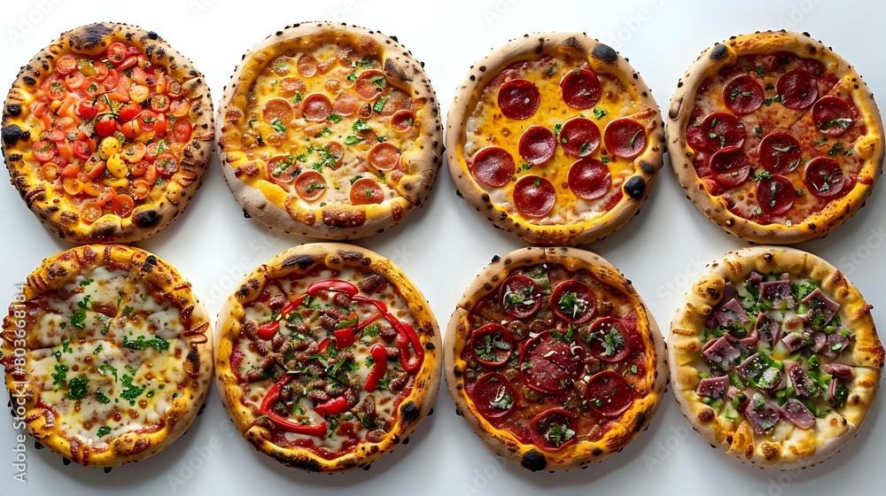 Delicious Pizza Collection: Six Tantalizing Pizzas in a Stunning Presentation