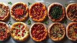 Satisfying Pizza Lineup: Six Irresistible Pizzas Presented in Perfect Harmony