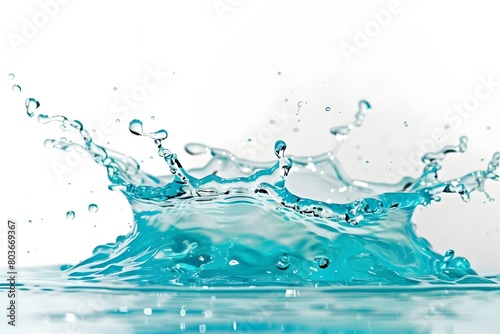 Close up de Agua muy limpia salpicando en un fondo blanco photo
