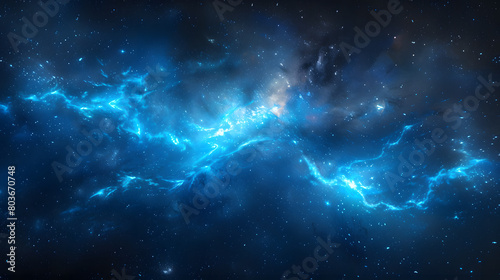 Computergenerated image of an electric blue galaxy in space