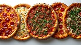 Gourmet Pizza Showcase: A Captivating Array of Six Delicious Pies