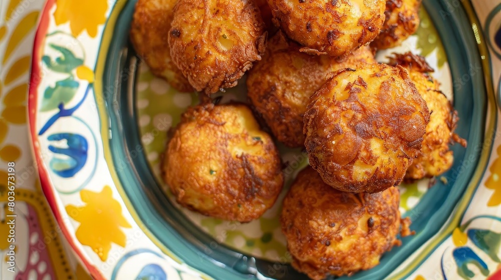 a plate of fried food with a fork and knife on a wooden table a plate of fried food with a fork and knife on a wooden table