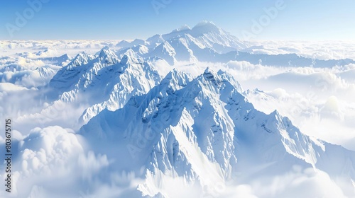 mountain landscape with snow and clouds