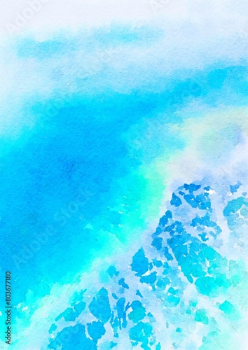 Sea Beach Sky Watercolor Illustration Art