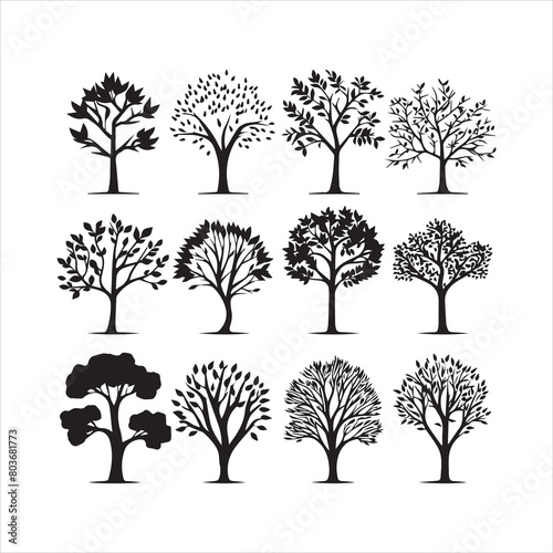 Tree and forest silhouettes silhouette tree line drawing set coconut tree silhouette illustrations