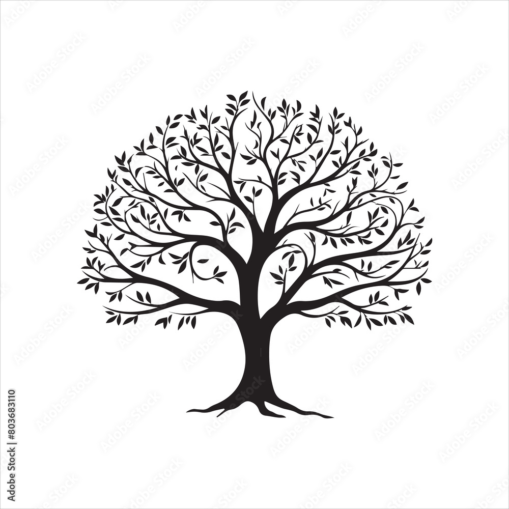 Fototapeta premium Tree and forest silhouettes silhouette tree line drawing set coconut tree silhouette illustrations