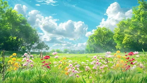 蝶の舞うお花畑