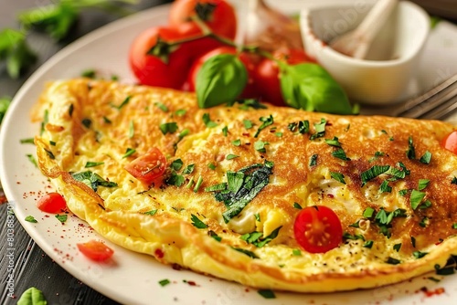 Omelette on a plate lifestyle photostock