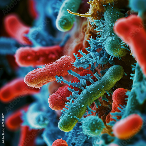 Detailed 3D Rendering of Various Bacteria Types  