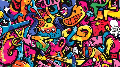 Seamless pattern background of Urban Graffiti Art 