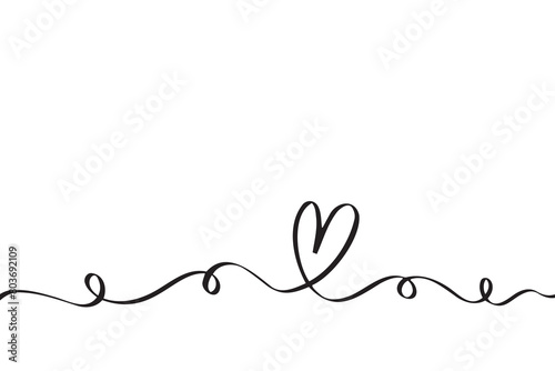 Doodle abstract heart continuous line drawing