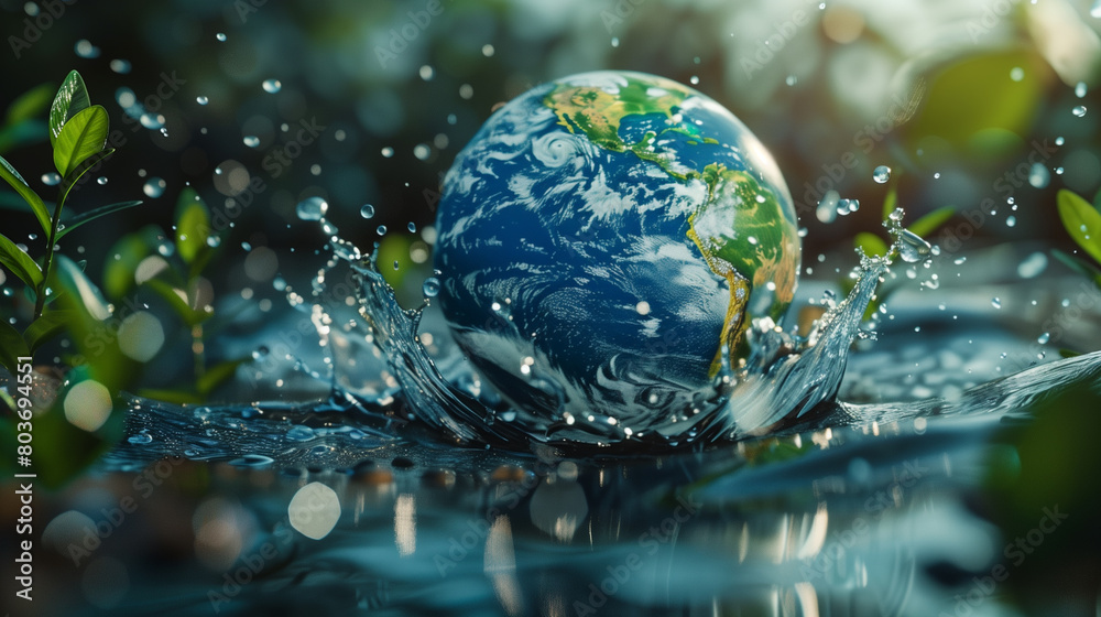 Saving water and world environmental protection concept. Eearth, globe, ecology, nature, planet concepts Saving water and world environmental protection concept. Eearth, globe, ecology, nature, planet concepts