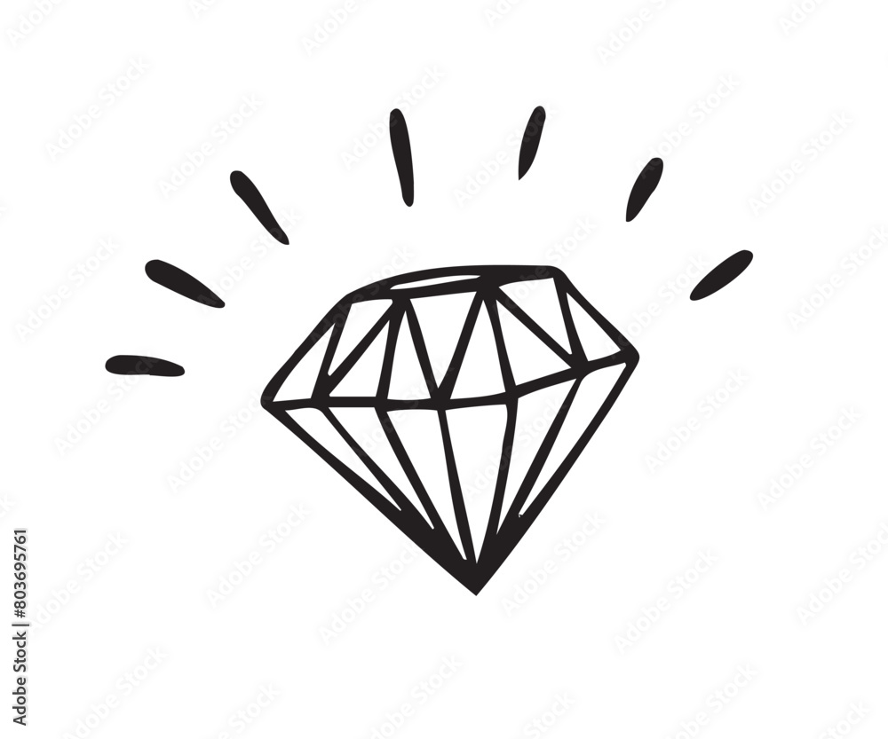 Diamond doodle icon hand drawn style. Outline Diamond doodle icon hand drawn style. Outline