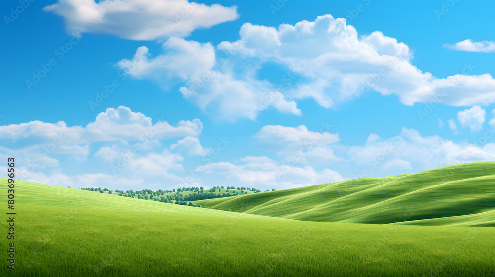beautiful natural scenery with grasslands as far as the eye can see with blue skies and bright clouds beautiful natural scenery with grasslands as far as the eye can see with blue skies and bright clouds