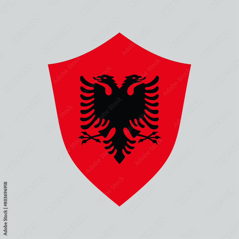 Albania Flag in Shield Shape Icon Albania Flag in Shield Shape Icon